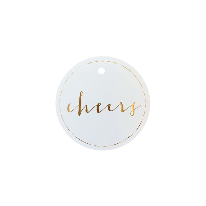 Cheers Circle tags - Gold on White, Yozo Studio