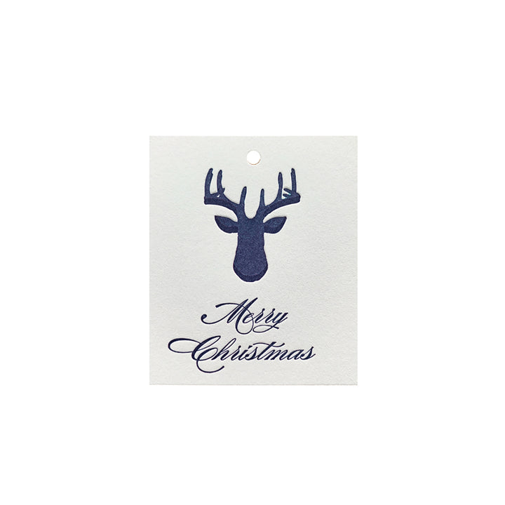 Deer Head Christmas Tags Blue, Yozo Studio