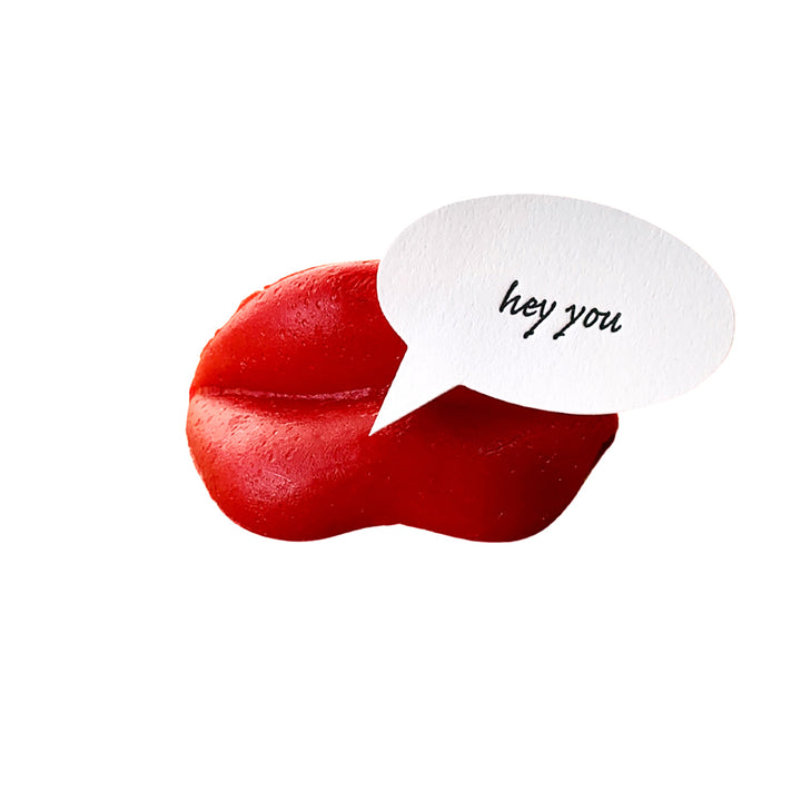 Individual Letterpress Talking Bubble on Wax Lips - Hey You, Yozo Studio