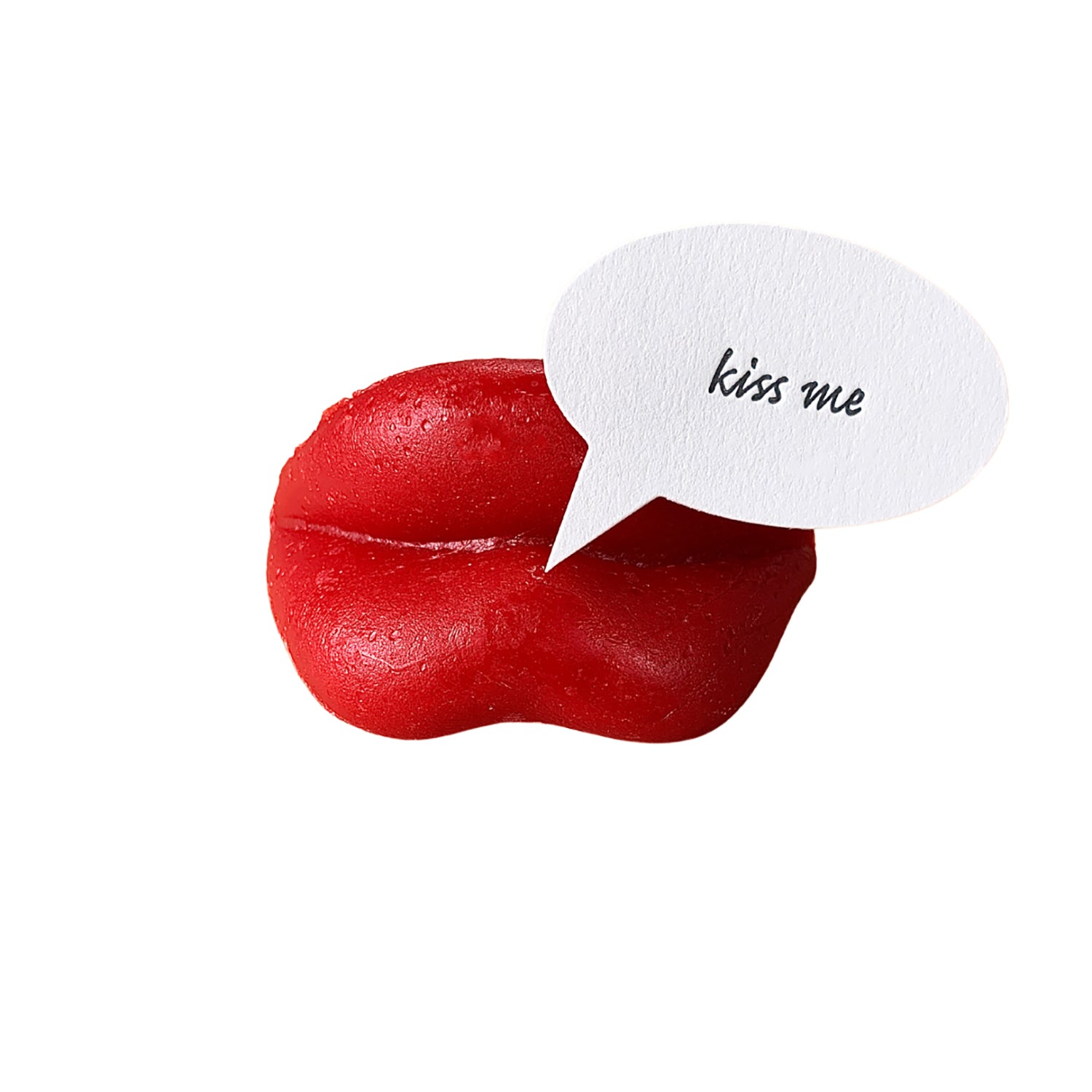 Individual Letterpress Talking Bubble on Wax Lips - Kiss Me – Yozo Studio,  LLC