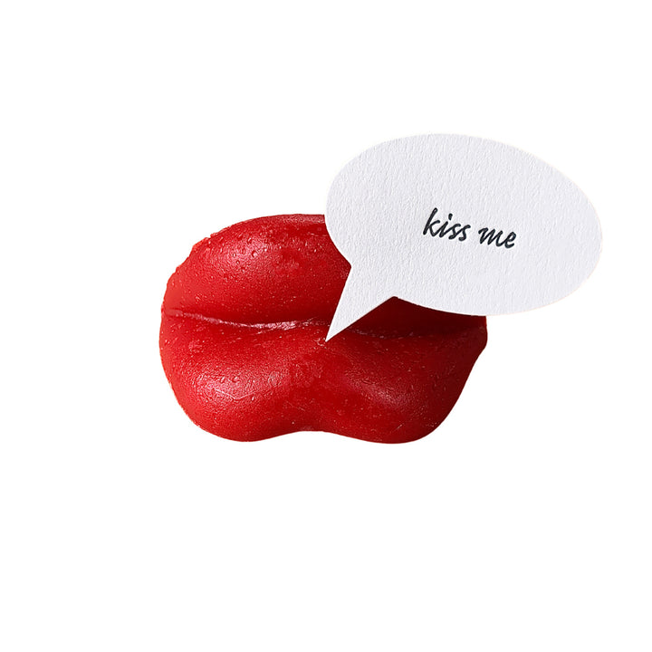 Individual Letterpress Talking Bubble on Wax Lips - Kiss Me, Yozo Studio
