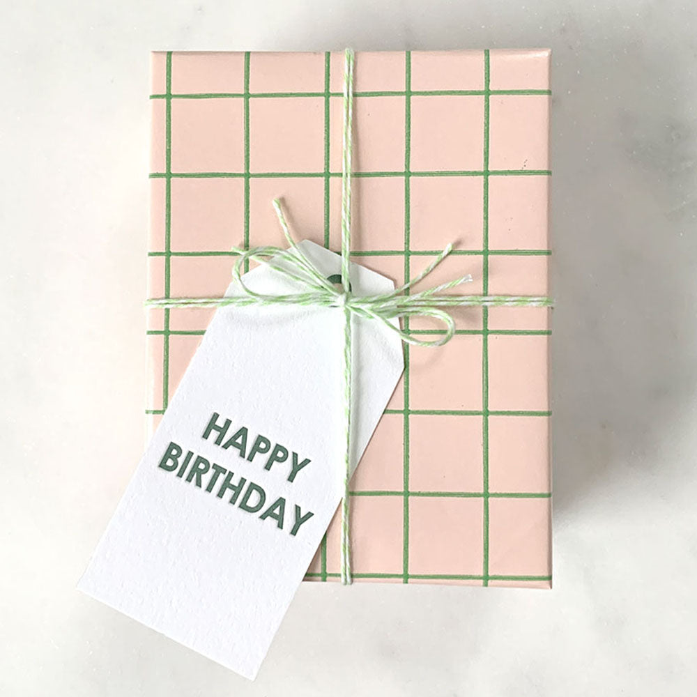Birthday Hang Tag and Twine Set - Green, Yozo Studio