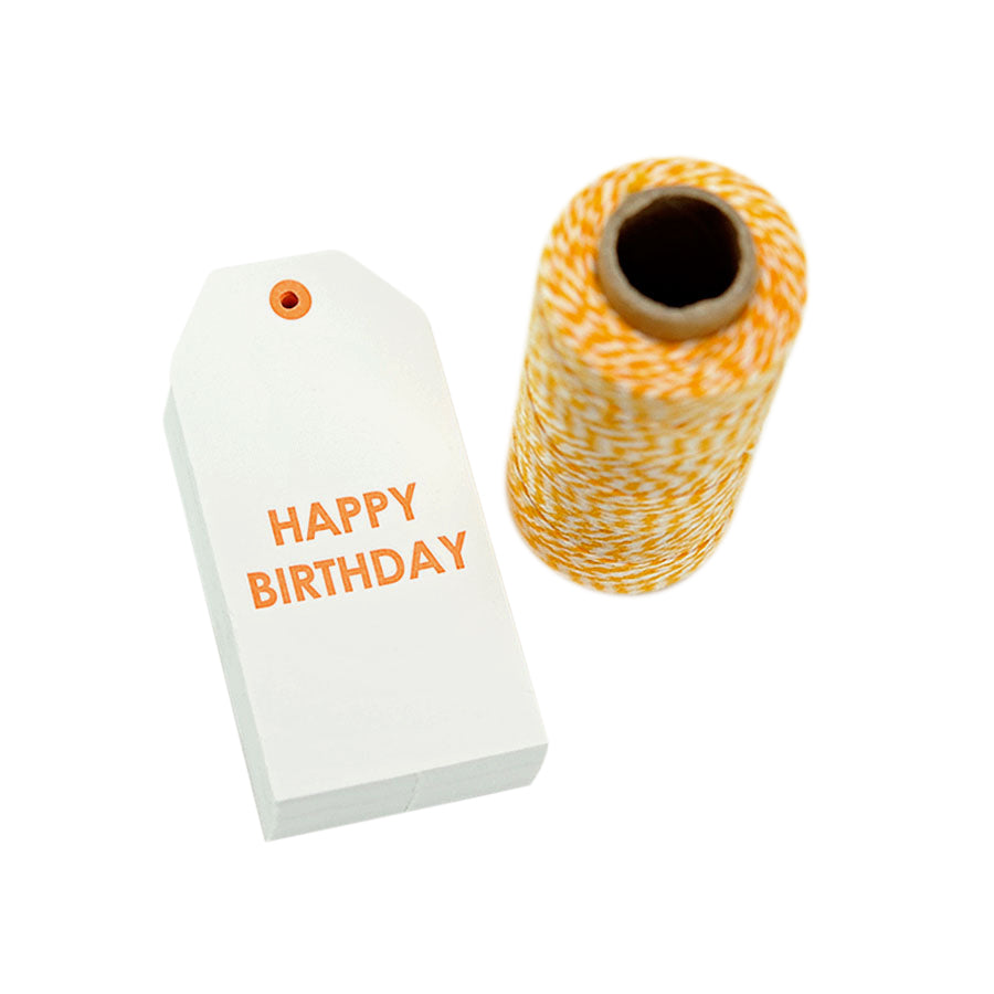 Birthday Hang Tag and Twine Set - Orange, Yozo Studio