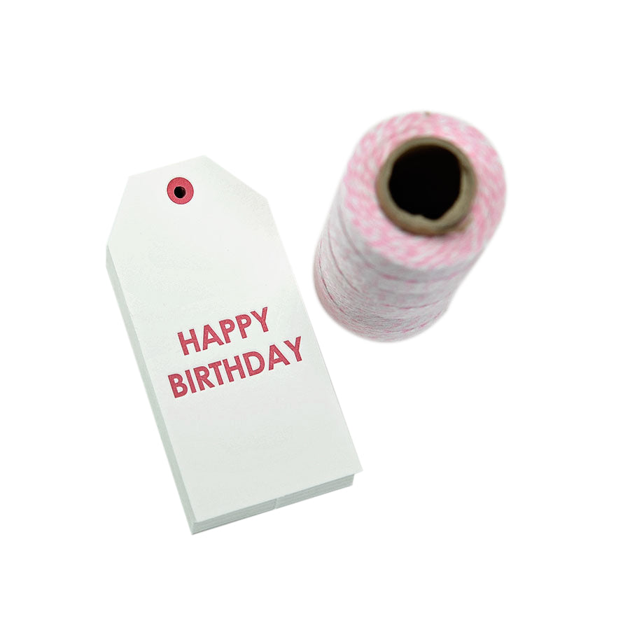 Birthday Hang Tag and Twine Set - Pink, Yozo Studio