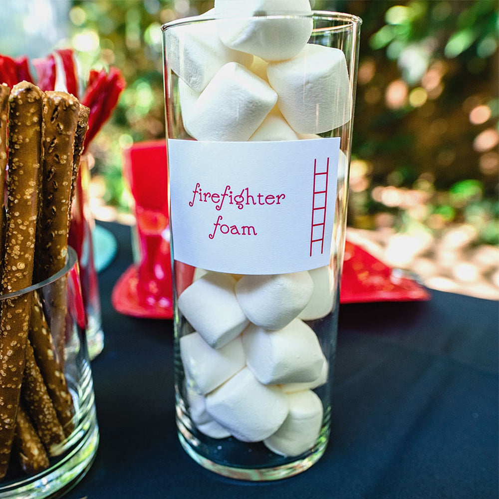 Firefighter Party Food Label Set, Yozo Studio