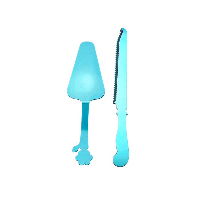 Old-Fashioned Acrylic Cake Knife & Server Set - Turquoise Flower