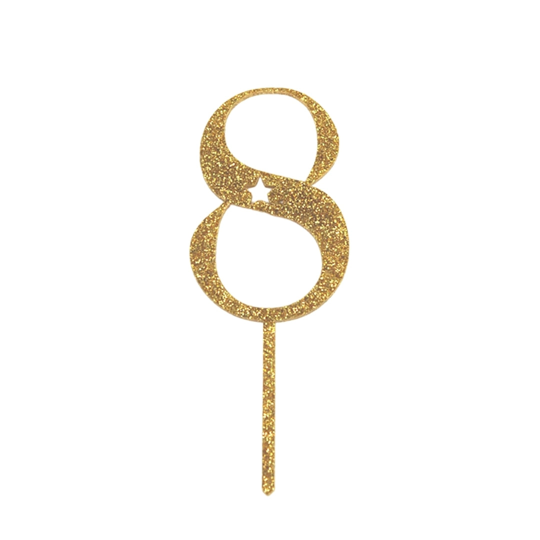 Gold Glitter Acrylic Cake Number 8, Yozo Studio