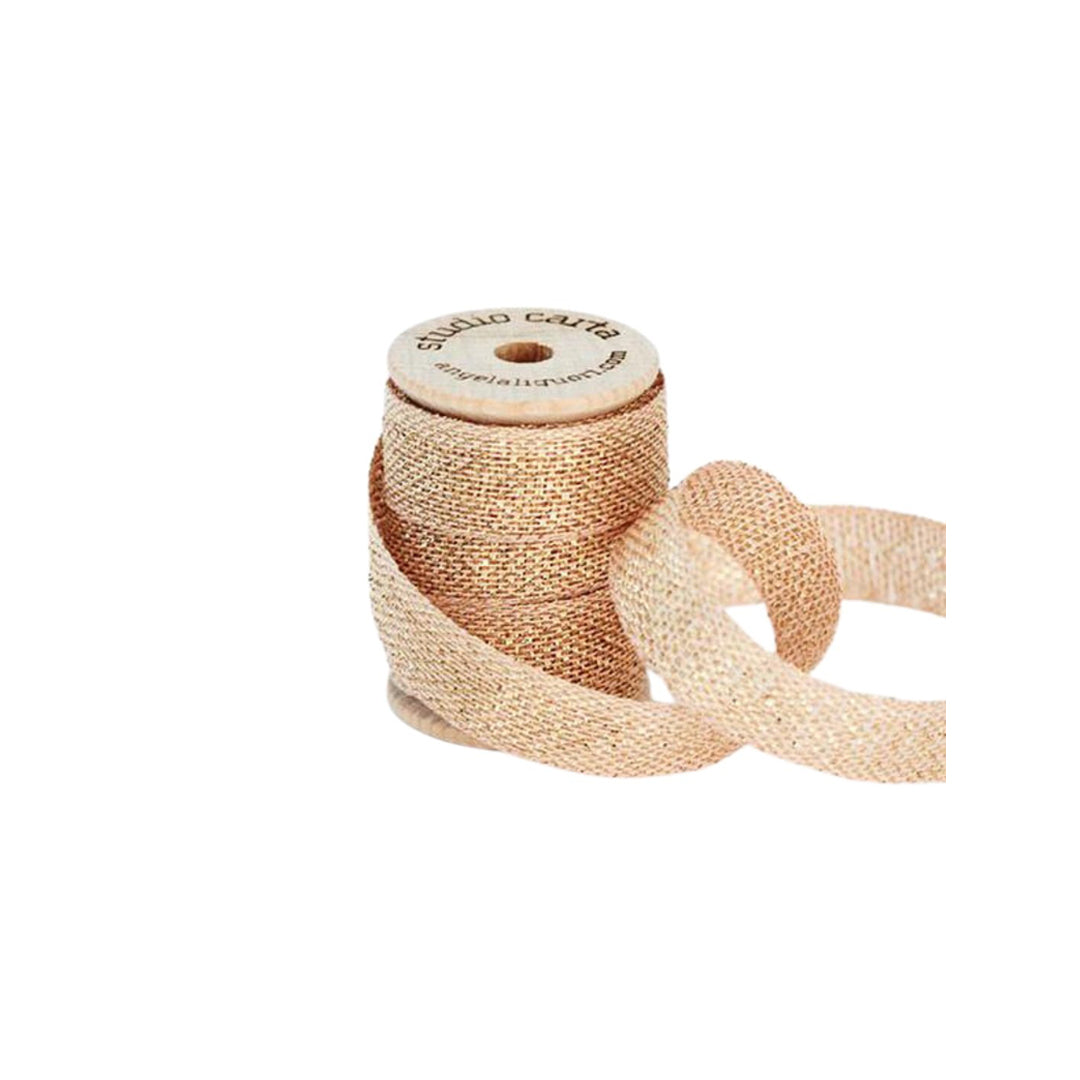 Blush and Gold Metallic Ribbon on Wood Spool, Yozo Studios