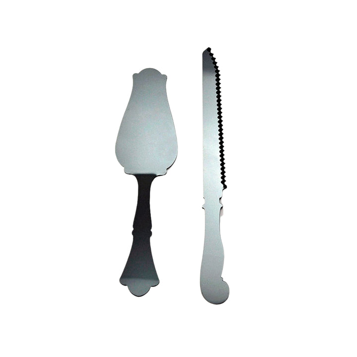 Old-Fashioned Acrylic Cake Knife and Server Set - Dark Gray