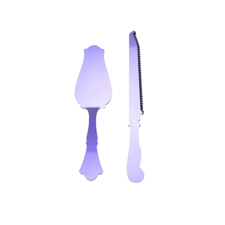 Old-Fashioned Acrylic Cake Knife & Server Set - Purple