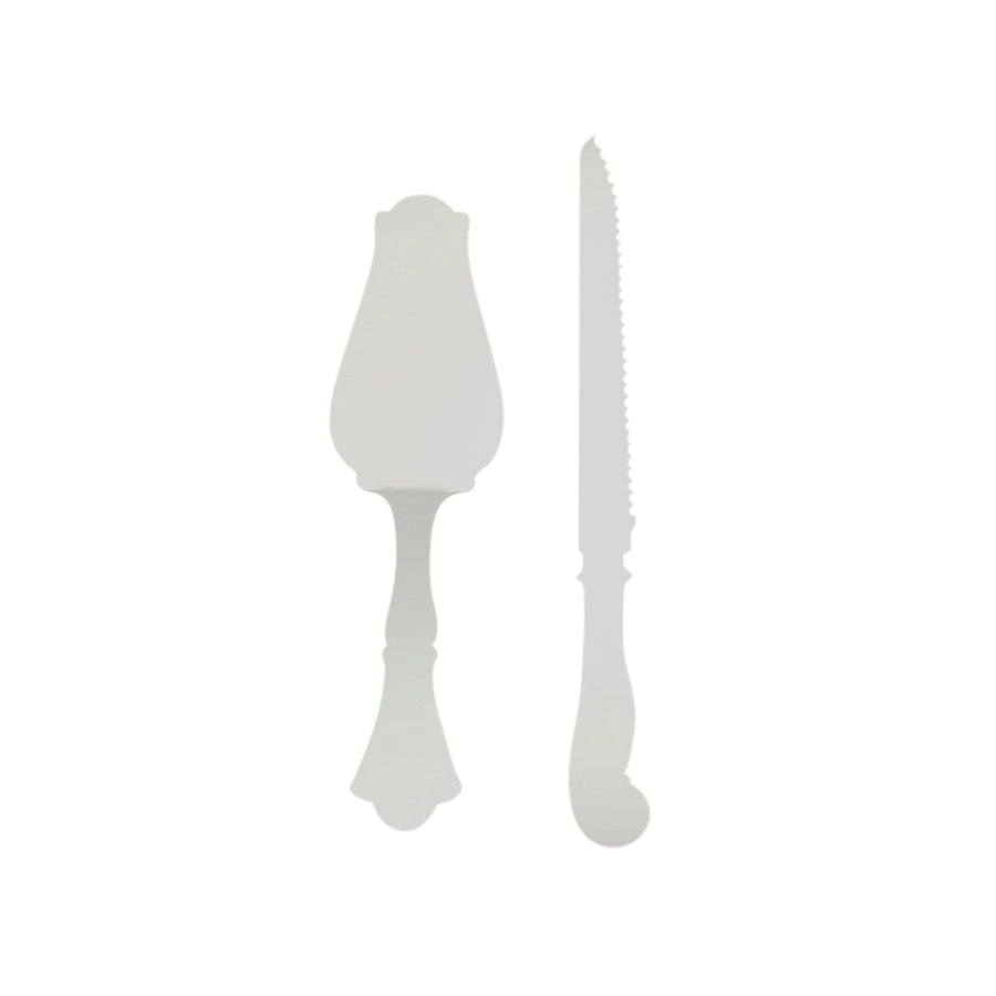Old-Fashioned Acrylic Cake Knife & Server Set - White