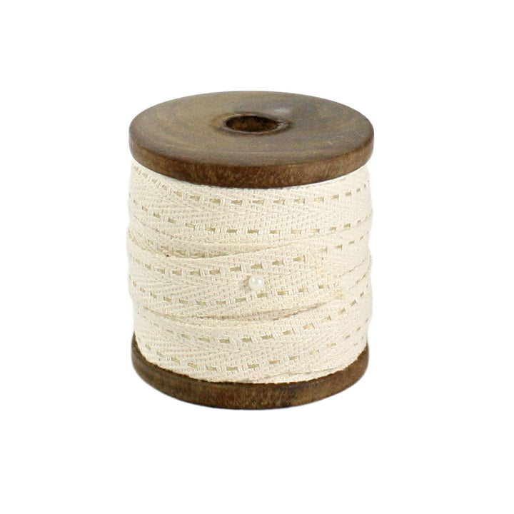 Cotton Ticking Ribbon on Wood Spool, Yozo Studio