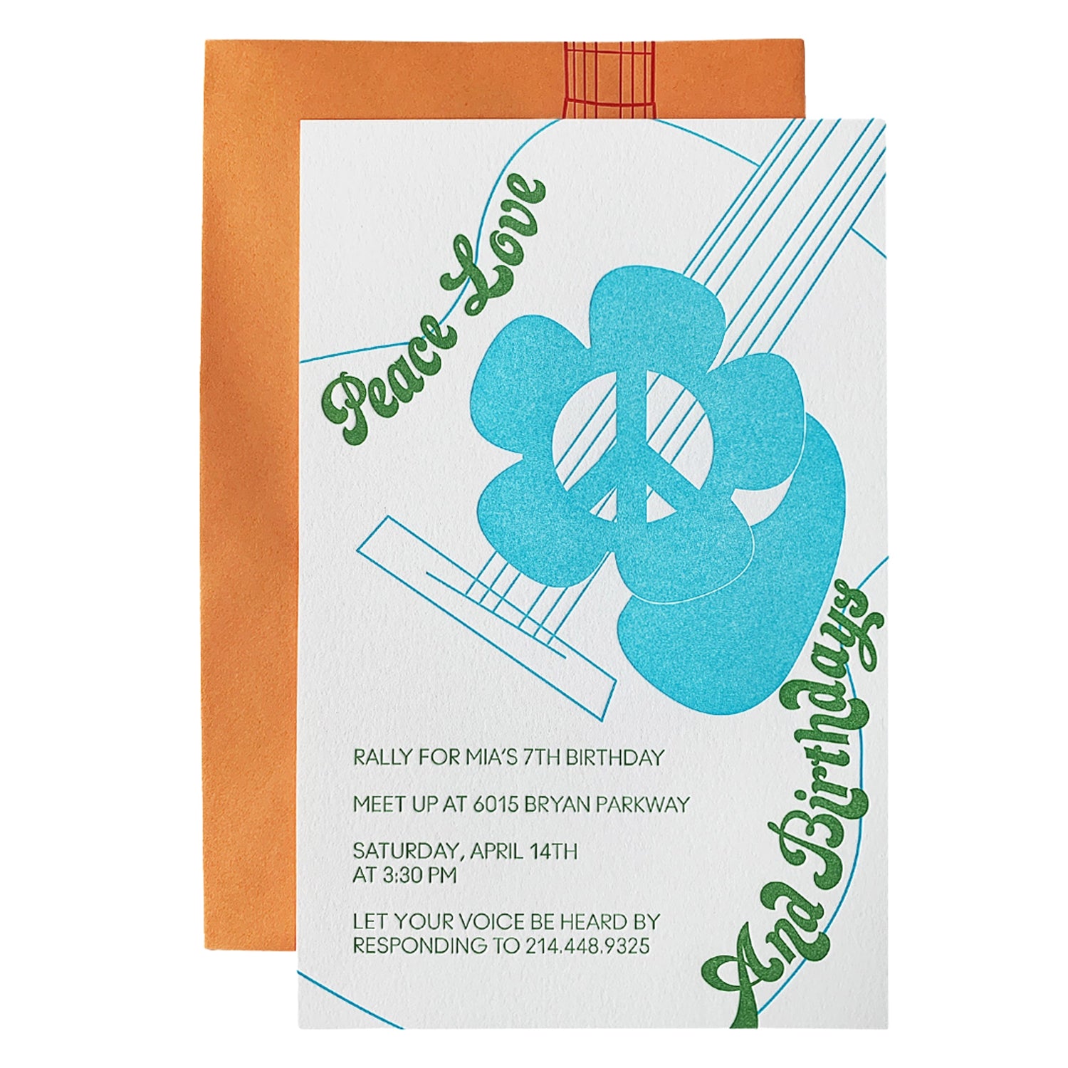 Flower Power Invitations Letterpress, Yozo Studio