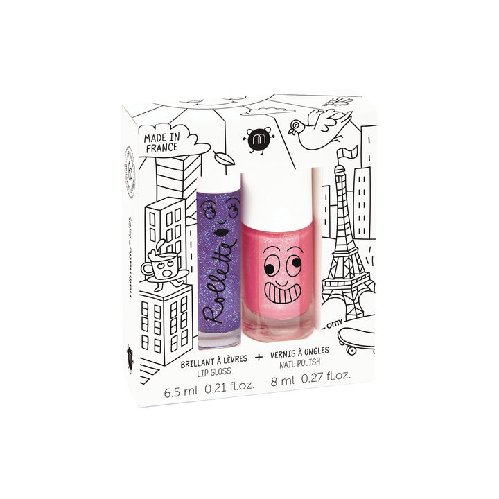 Lip Gloss and Nail Polish Gift Set - Black Currant Lip and Pink Nail, Yozo Studio