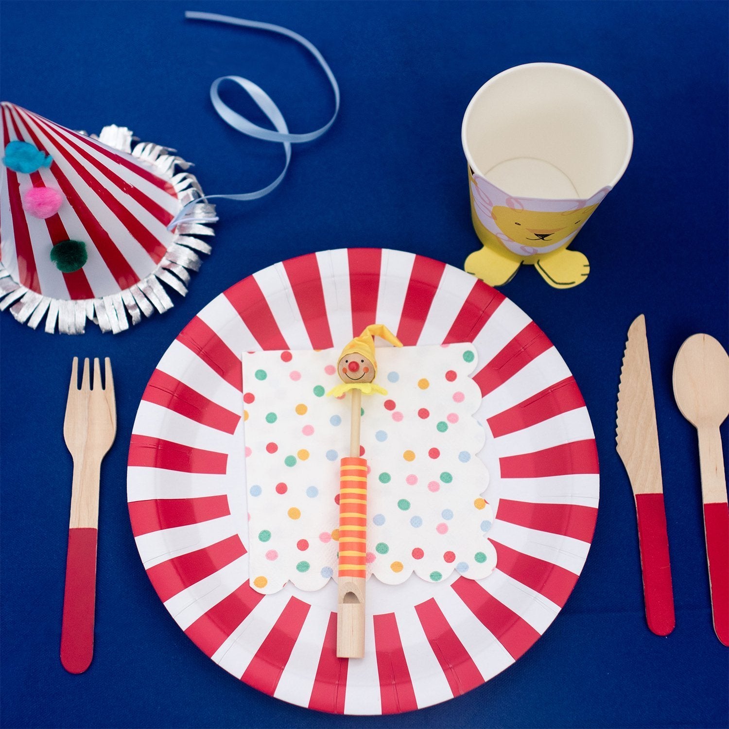 Striped Party Plates - Yellow and White