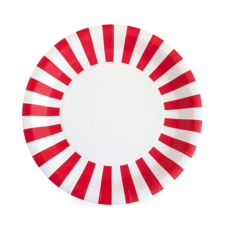 Striped Party Plates - Red and White