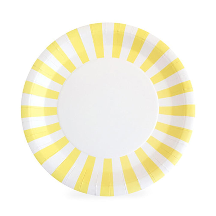 Striped Party Plates - Yellow and White