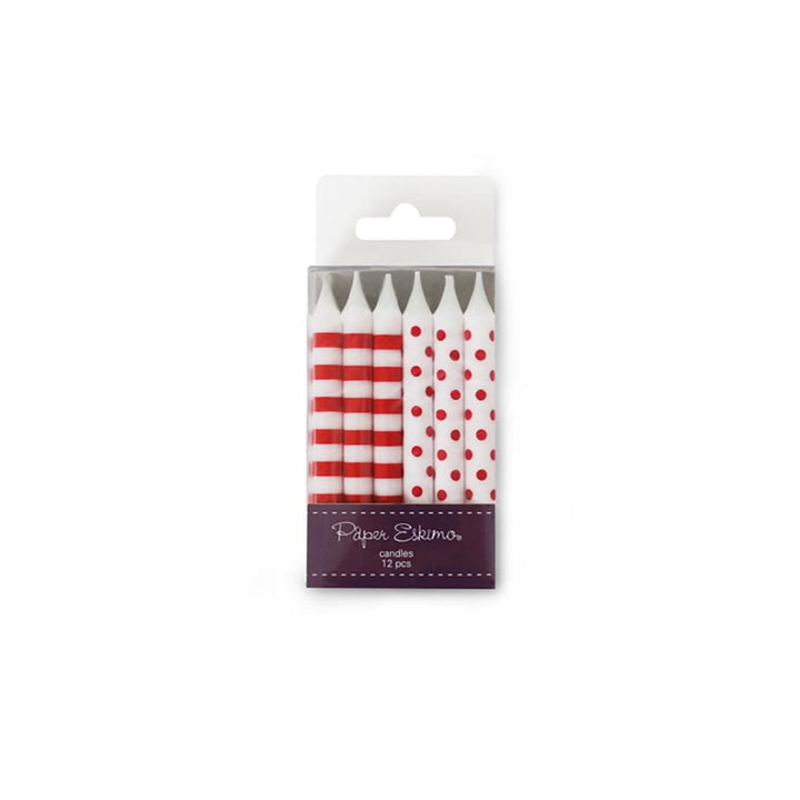 Striped & Polka Dot Candles - Red & White, Yozo Studio