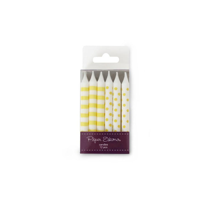 Striped & Polka Dot Candles - Yellow & White, Yozo Studio