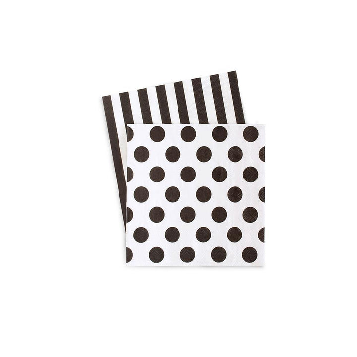 Striped and Polka Dot Napkins - Black and White, Yozo Studio