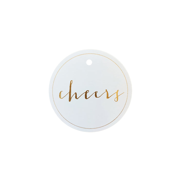 Cheers Circle tags - gold on white, Yozo Studio