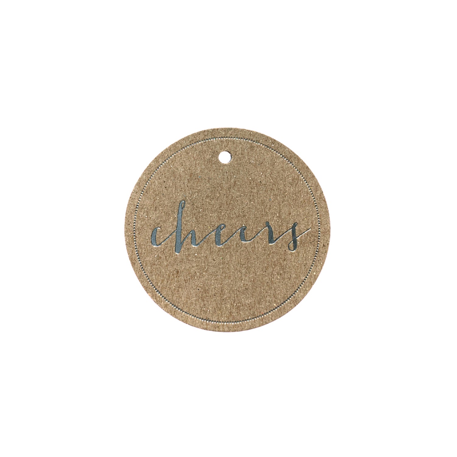 Cheers Circle tags - Silver on Kraft, Yozo Studio