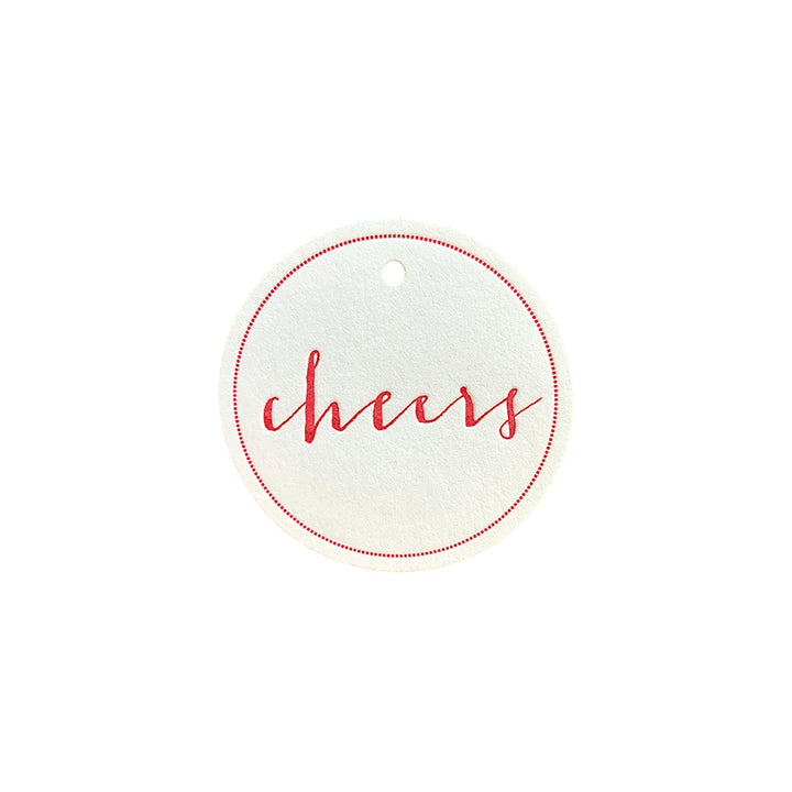 Cheers Circle tags Red ink on natural white paper, Yozo Studio