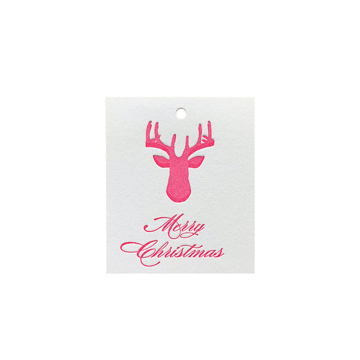 Deer Head Christmas Tags Pink, Yozo Studio