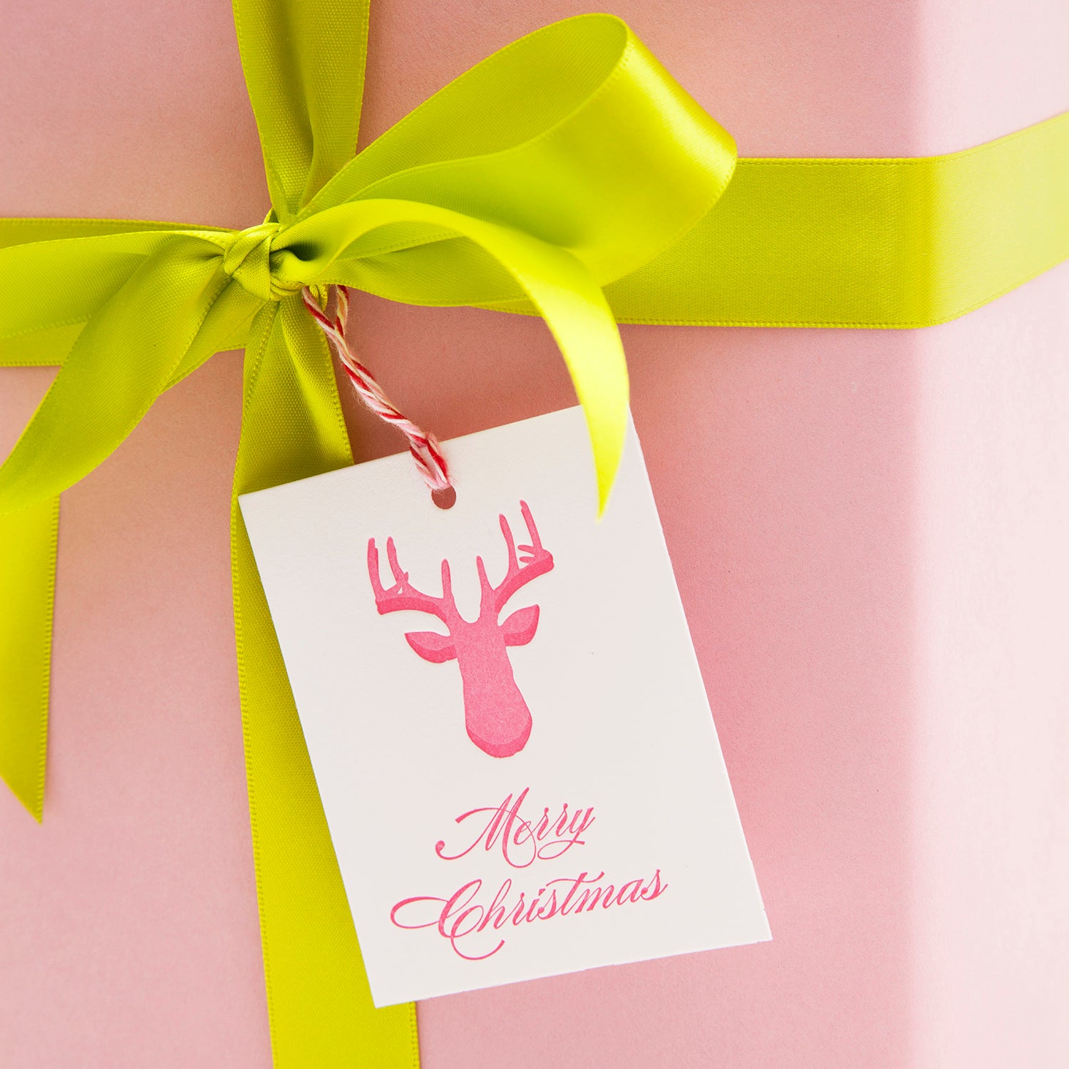 Deer Head Christmas Tags Pink, Yozo Studio
