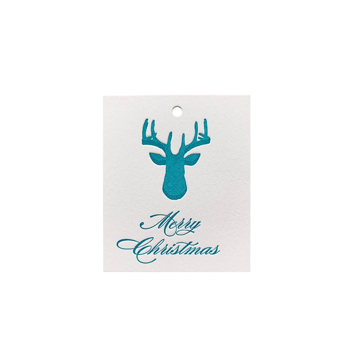 Deer Head Christmas Tags Teal, Yozo Studio