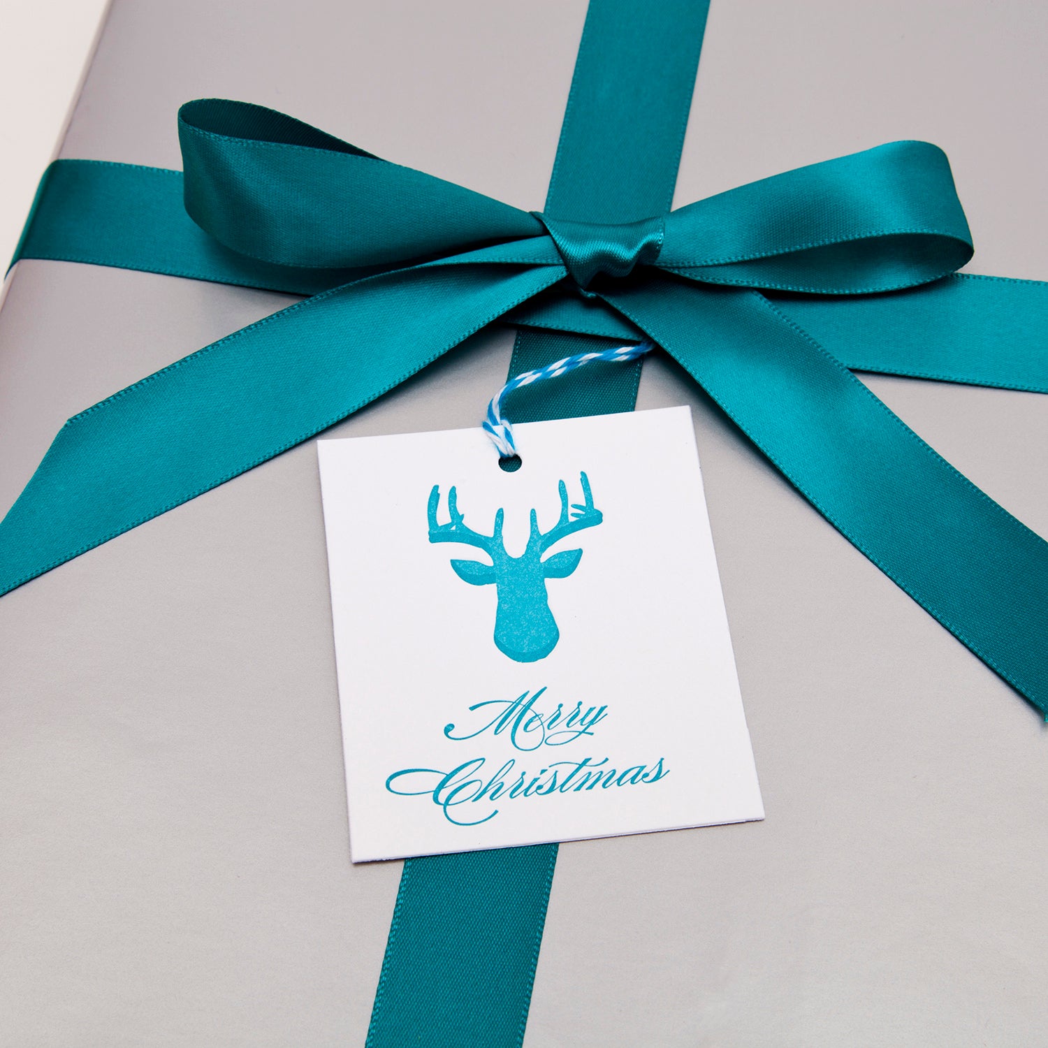 Deer Head Christmas Tags Teal, Yozo Studio