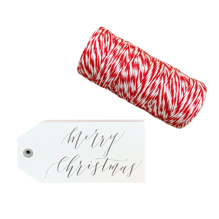 Merry Christmas Hang Tag and Twine Set - Silver, Yoso Studio