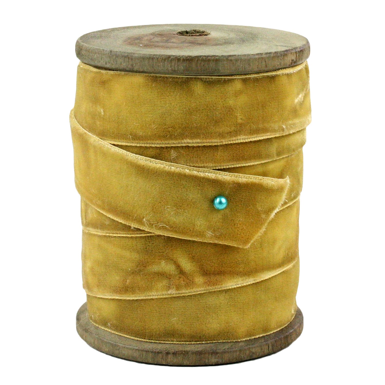 Mustard Velvet Ribbon on Wood Spool, Yozo Studio