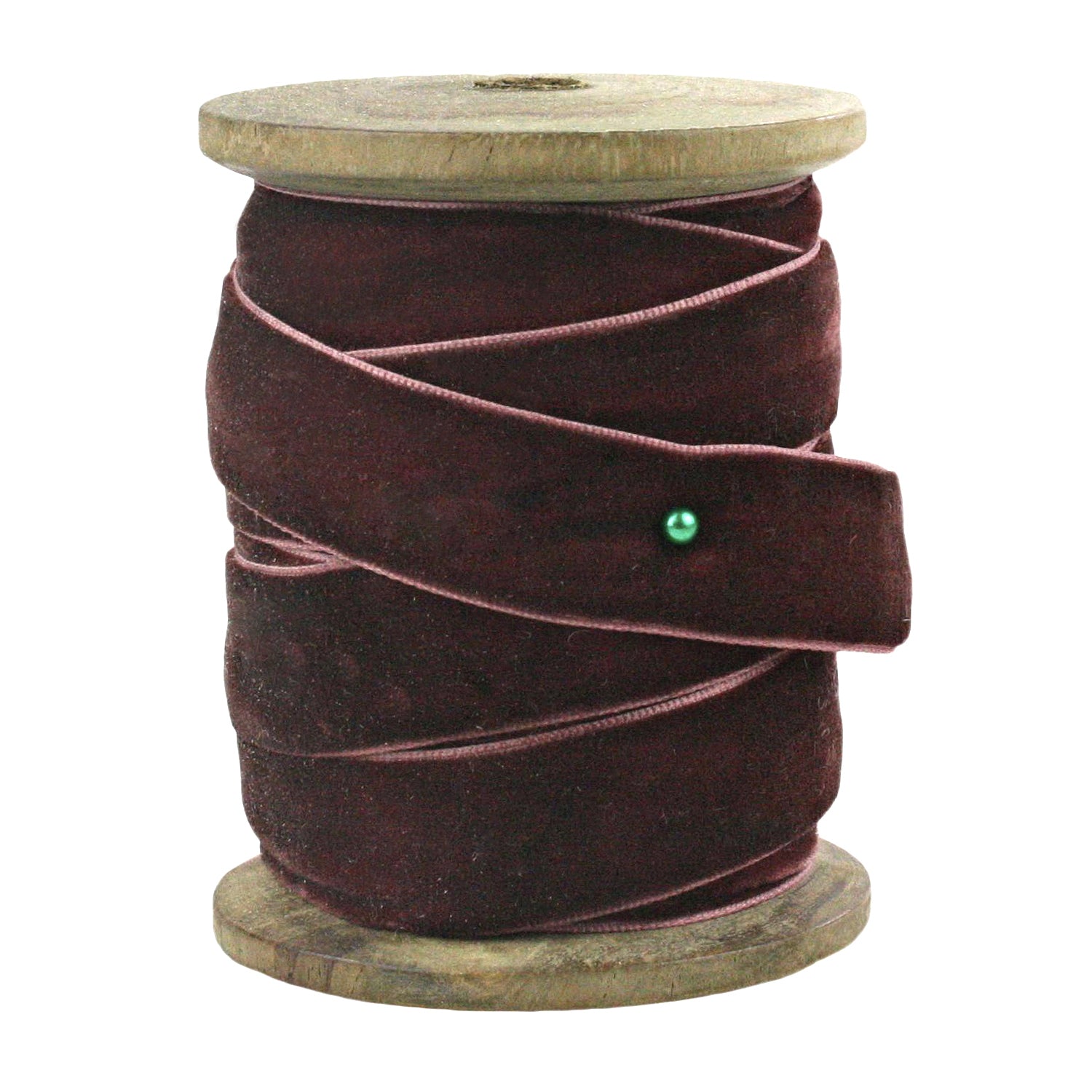 Wine Velvet Ribbon on Wood Spool, Yozo Studio