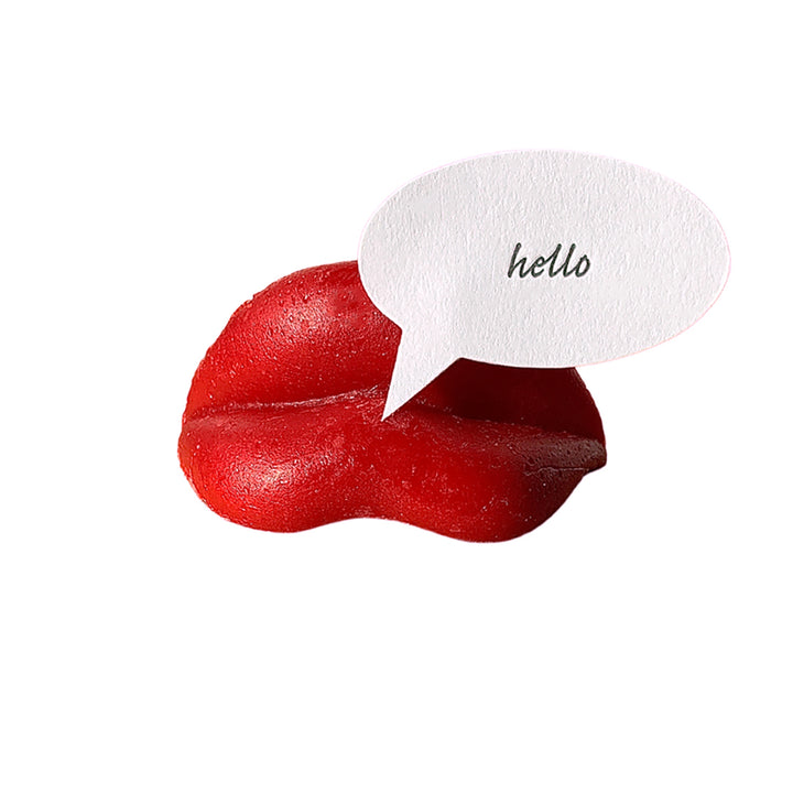 Individual Letterpress Talking Bubble on Wax Lips - Hello, Yozo Studio
