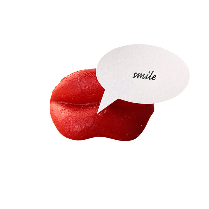 Individual Letterpress Talking Bubble on Wax Lips - Smile, Yozo Studio
